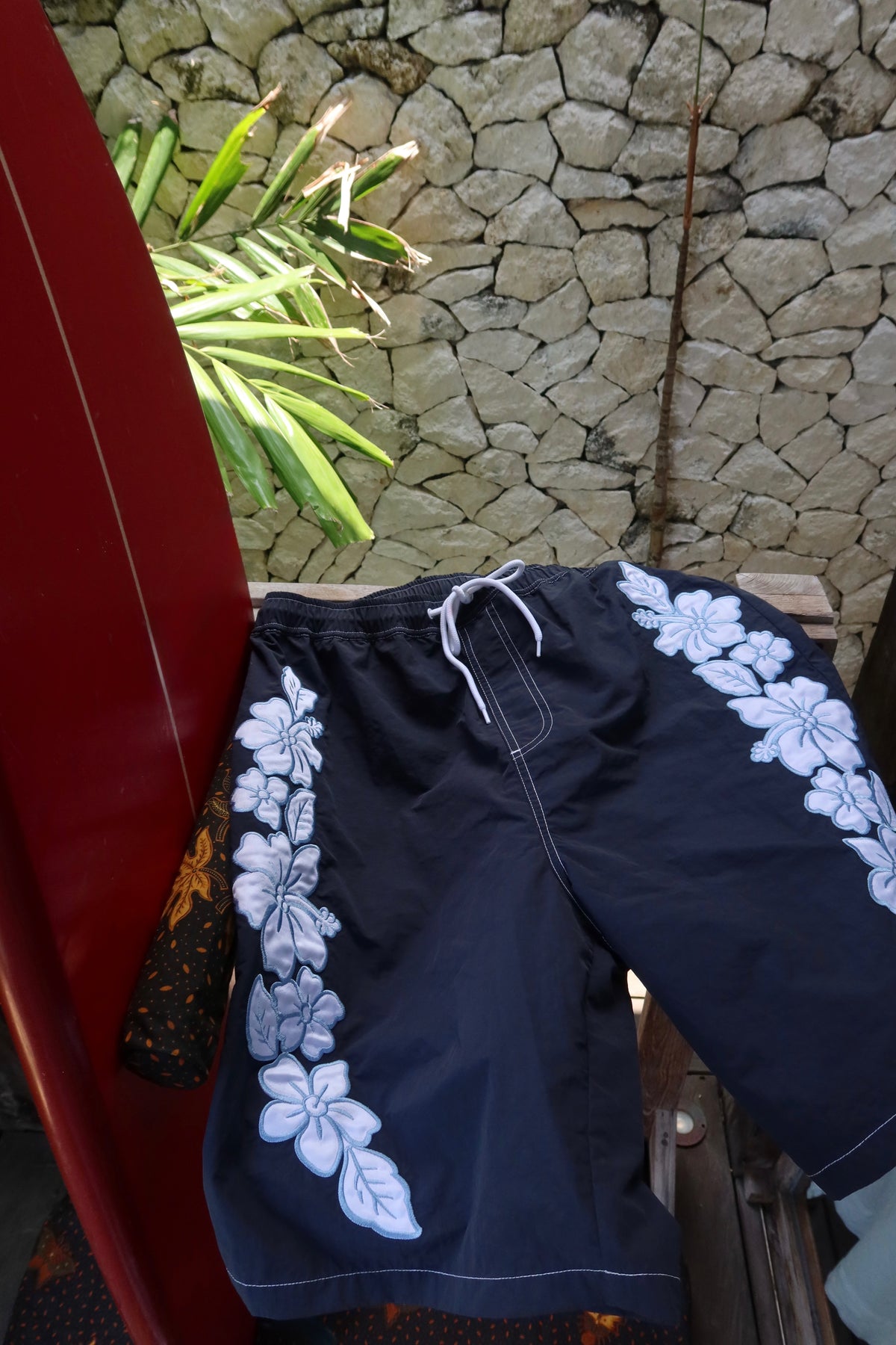 Hibiscus Applique Board Shorts