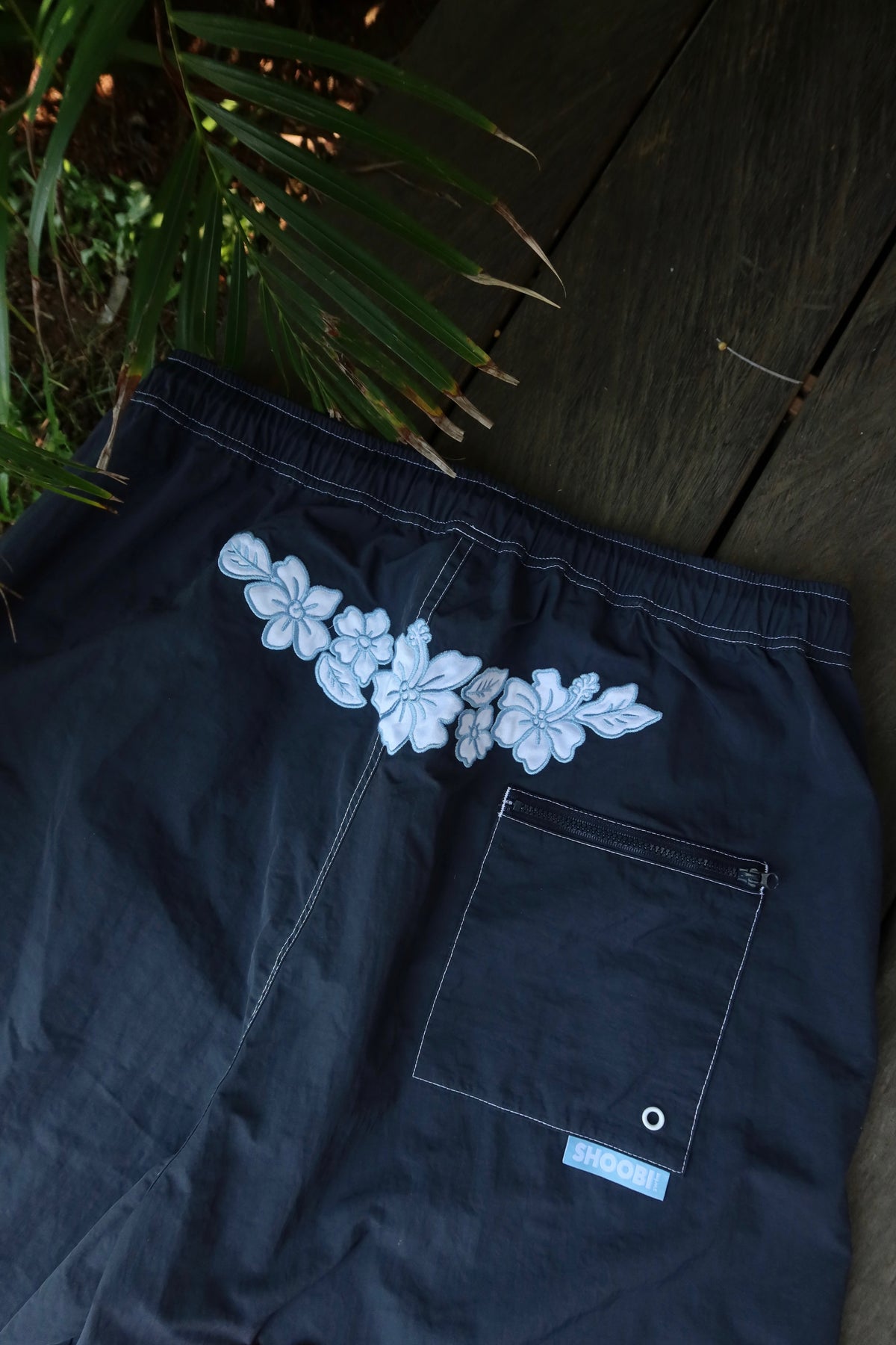 Hibiscus Applique Board Shorts